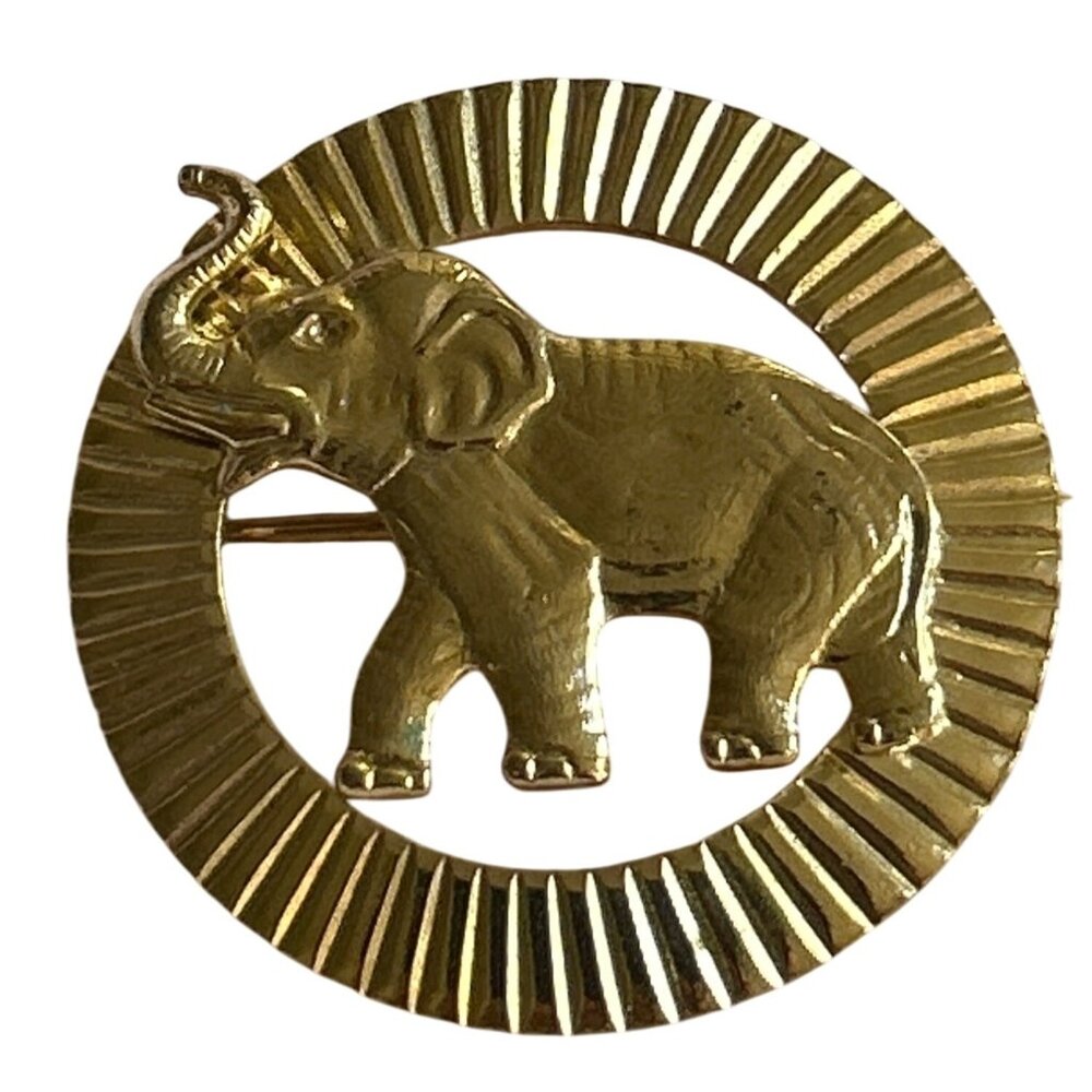 Vintage Warner Gold-Tone Elephant Brooch Pin Signed